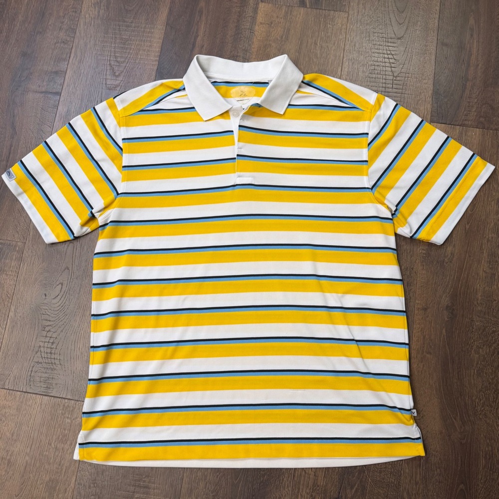 Vintage Y2K Callaway Golf Rugby Polo Shirt Mens XL Yellow Striped